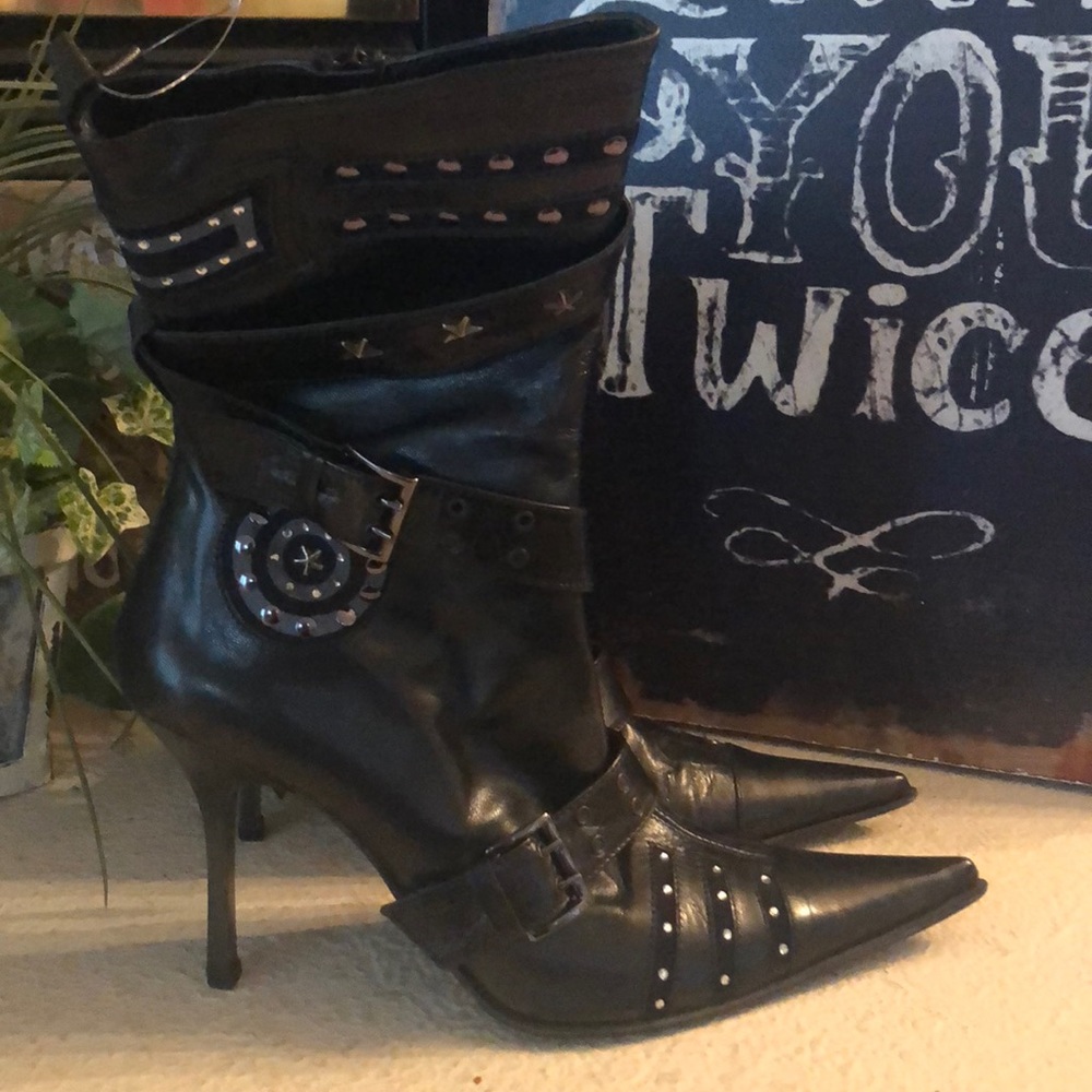 Privilege black bling studded boots